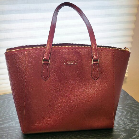 Gorgeous for fall - Authentic Kate Spade Leather Tote in Burgundy - Picture 1 of 5